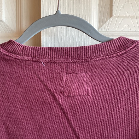 Aerie NWT Oversized Burgundy Long Sleeve Breast Pocket Cotton Blend Size Small - Picture 8 of 13